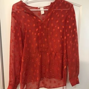 H&M Long Sleeve Blouse Size 6 (fits like US 4).Red